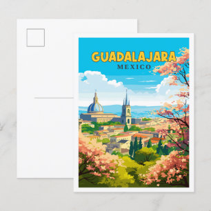 Guadalajara Mexico vintage reisillustratie Briefkaart