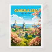 Guadalajara Mexico vintage reisillustratie Briefkaart (Voorkant)