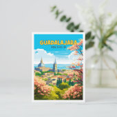 Guadalajara Mexico vintage reisillustratie Briefkaart (Staand voorkant)