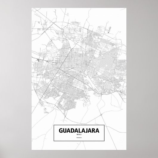 Guadalajara, Mexico (zwart op wit) Poster (Voorkant)