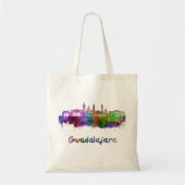Guadalajara skyline in watercolor tote bag (Voorkant)