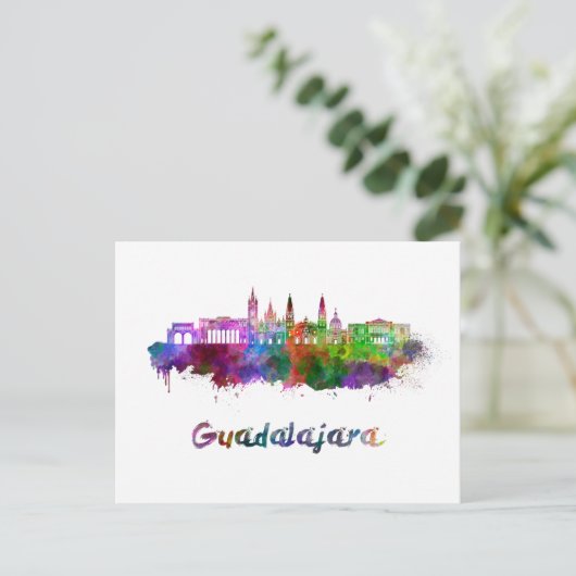 Guadalajara skyline in waterverf briefkaart (Staand voorkant)