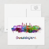 Guadalajara skyline in waterverf briefkaart (Voorkant / Achterkant)