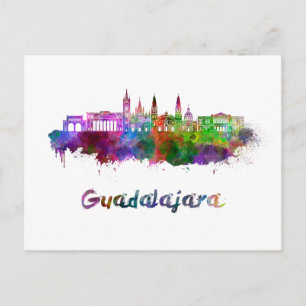 Guadalajara skyline in waterverf briefkaart