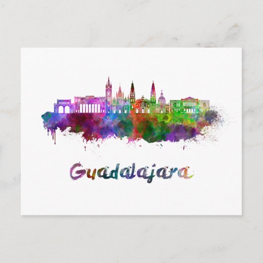 Guadalajara skyline in waterverf briefkaart (Voorkant)