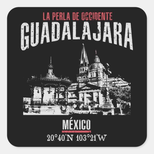 Guadalajara Vierkante Sticker (Voorkant)