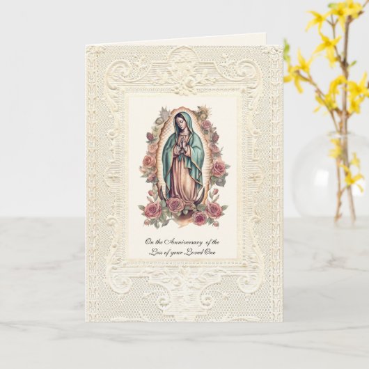 Guadalupe Bloemen Jubileum van de Dood Geliefd Een Kaart (Gele Bloem)