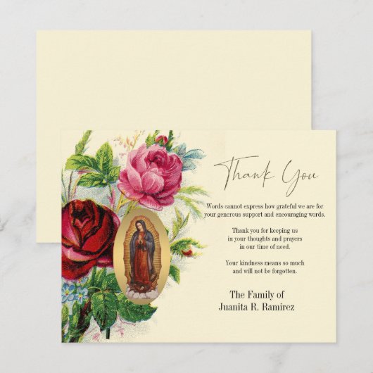 Guadalupe Bloemenbegrafenis Condoleance Sympathie Bedankkaart (Voorkant / Achterkant)