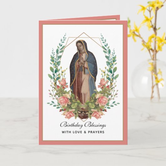 Guadalupe Elegant Religious Celebration Kaart (Gele Bloem)