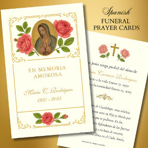 Guadalupe Floral Rozen Memorial Funeral Prayer Visitekaartje