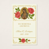 Guadalupe Floral Rozen Memorial Funeral Prayer Visitekaartje (Voorkant)