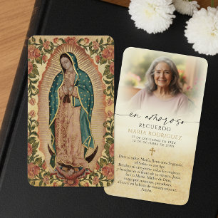 Guadalupe-fotomemoriacaartjes Spaanse rouwkaarten Visitekaartje
