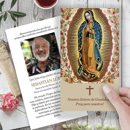 Guadalupe Herdenking Foto Begrafenisgebed Kaarten Visitekaartje