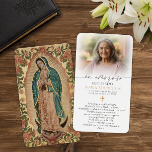 Guadalupe-herdenkingsfoto Spaanse bidprentjes Visitekaartje