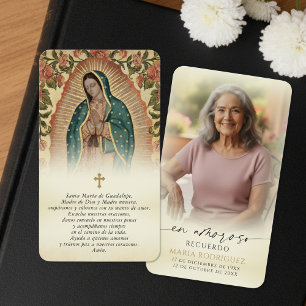 Guadalupe-herdenkingsgebedskaarten in het Spaans Visitekaartje