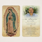 Guadalupe In Loving Memory Photo Prayer Card Visitekaartje (Voorkant /achterkant)