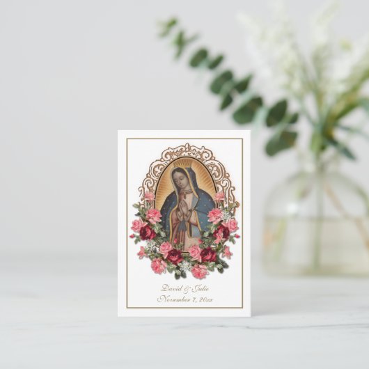 Guadalupe katholieke bruiloft voor de Heilige Kaar Visitekaartje (Staand voorkant)