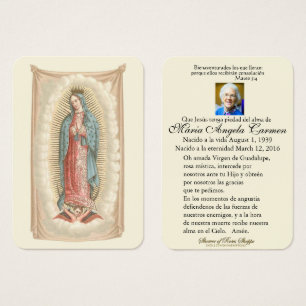 Guadalupe Katholieke Funeral Heilige Prayer Visitekaartje