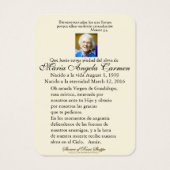 Guadalupe Katholieke Funeral Heilige Prayer Visitekaartje (Achterkant)