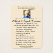 Guadalupe Katholieke Funeral Heilige Prayer Visitekaartje (Achterkant)
