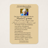 Guadalupe Katholieke Funeral Heilige Prayer Visitekaartje (Achterkant)