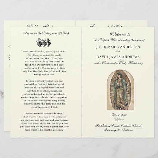 Guadalupe Katholieke Weddenmassa Programma (Voorkant / Achterkant)