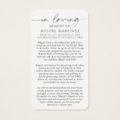 Guadalupe Loving Memory Photo Funeral Prayer Card Visitekaartje (Achterkant)
