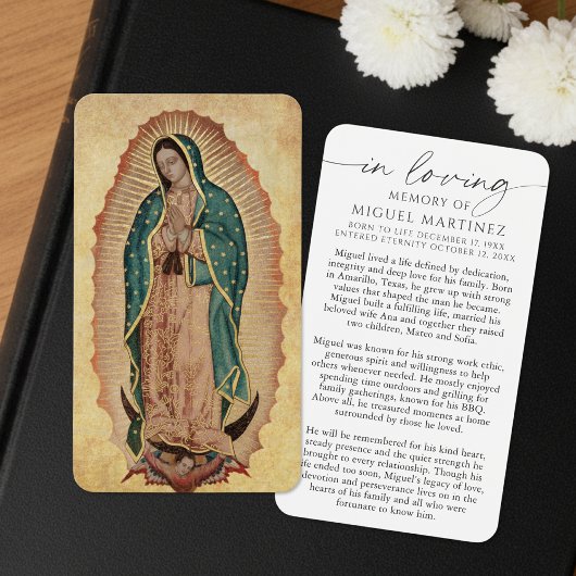Guadalupe Loving Memory Photo Funeral Prayer Card Visitekaartje