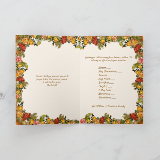 Guadalupe Maagd Maria Katholieke Bouquet Bedankkaart (Binnen)