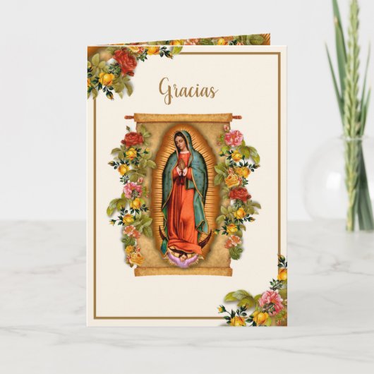 Guadalupe Maagd Maria Katholieke Spaanse Gracias Bedankkaart (Voorkant)