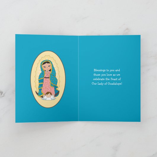 Guadalupe Maagd Maria Kind Engel Feestdag Bedankkaart (Binnen)