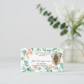 Guadalupe Maagd Mary Eucalyptus Religieuze Floral Visitekaartje (Staand voorkant)