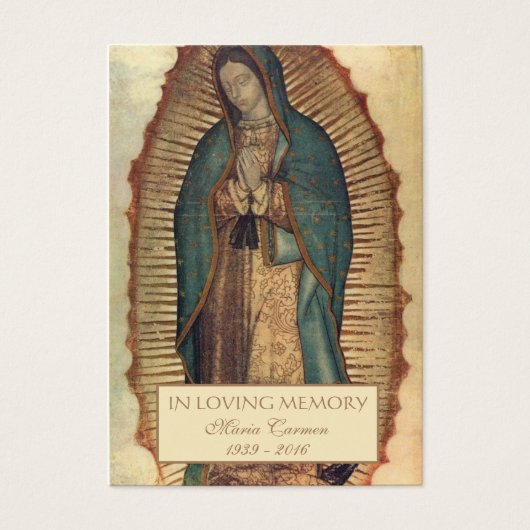 Guadalupe Maagd Mary Funeral Prayer Heilige Kaart (Voorkant)