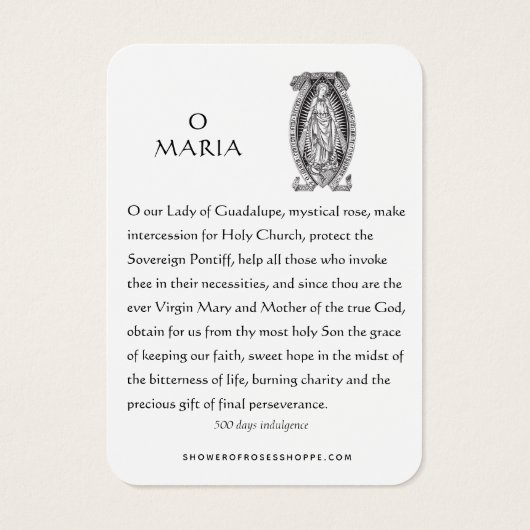 Guadalupe Maagd Mary Spain Prayer Heilige Kaart (Achterkant)