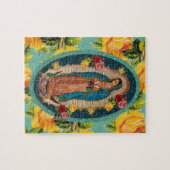 Guadalupe Maagd Mary Yellow Roses Religieuze Legpuzzel (Horizontaal)