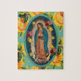 Guadalupe Maagd Mary Yellow Roses Religieuze Legpuzzel