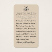 Guadalupe Mary Prayer Tegen Heresies Visitekaartje (Achterkant)