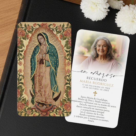 Guadalupe Memorial Photo Spanish Prayer Cards Visitekaartje