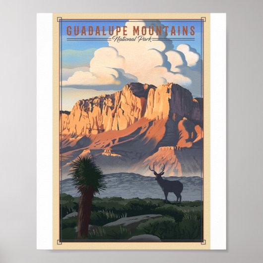 Guadalupe Mountains Nationaal Park Litho Kunstwerk Poster (Voorkant)