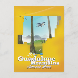 Guadalupe mountains nationaal park, Texas kaart. Briefkaart