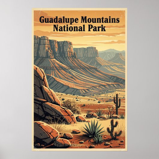 Guadalupe Mountains National Park Retro Poster (Voorkant)