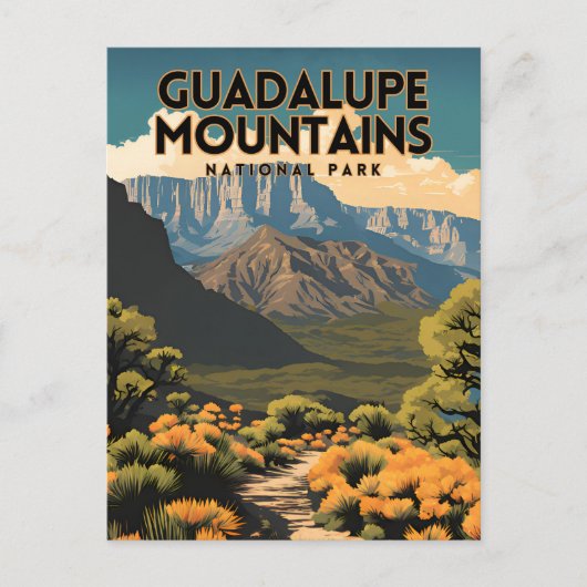 Guadalupe Mountains National Park Retro Reizen Briefkaart (Voorkant)