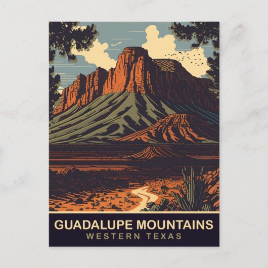 Guadalupe Mountains, West-Texas, Reizen Briefkaart (Voorkant)
