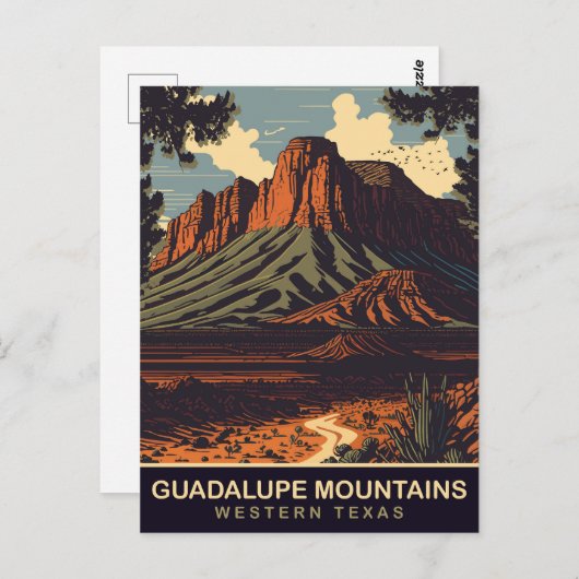 Guadalupe Mountains, Western, reizen Briefkaart (Voorkant / Achterkant)
