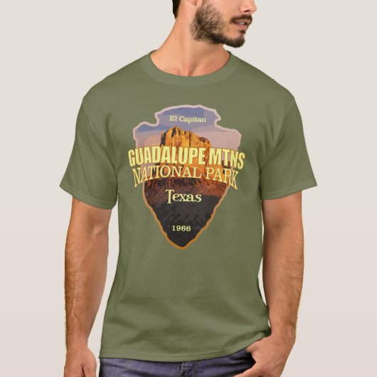 Guadalupe Mtns NP (pijlpunt) T-shirt (Voorkant)