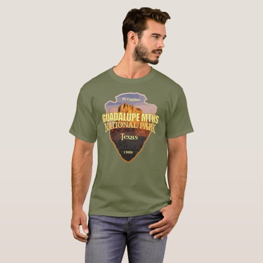Guadalupe Mtns NP (pijlpunt) T-shirt (Voorkant volledig)