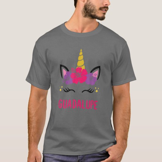 GUADALUPE Persoonlijk Unicorn Face T-shirt (Voorkant)