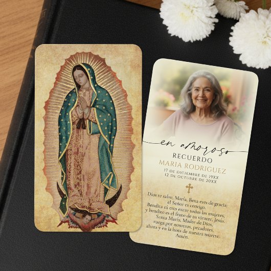 Guadalupe Photo Memorial Spanish Funeral Cards Visitekaartje