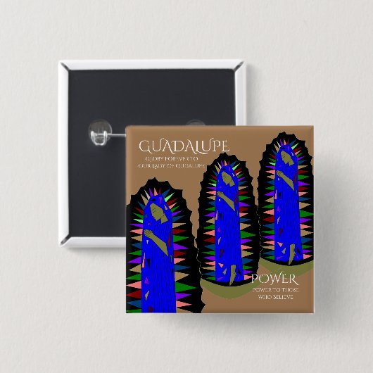 Guadalupe Power Vierkante Button 5,1 Cm (Voorkant /achterkant)