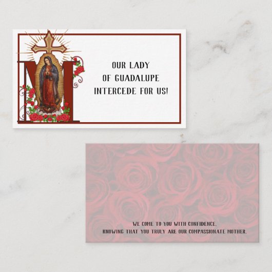 Guadalupe Religieuze Gebedskaarten Visitekaartje (Voorkant / Achterkant)
